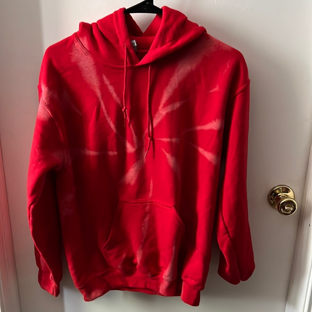 Red bleach tie dye hoodie